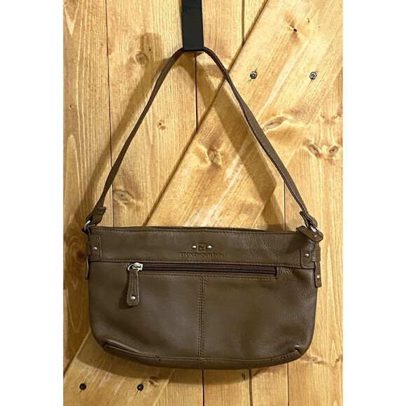 Stone Mountain Leather Shoulder Bag Purse Small Brown - Picture 1 of 10